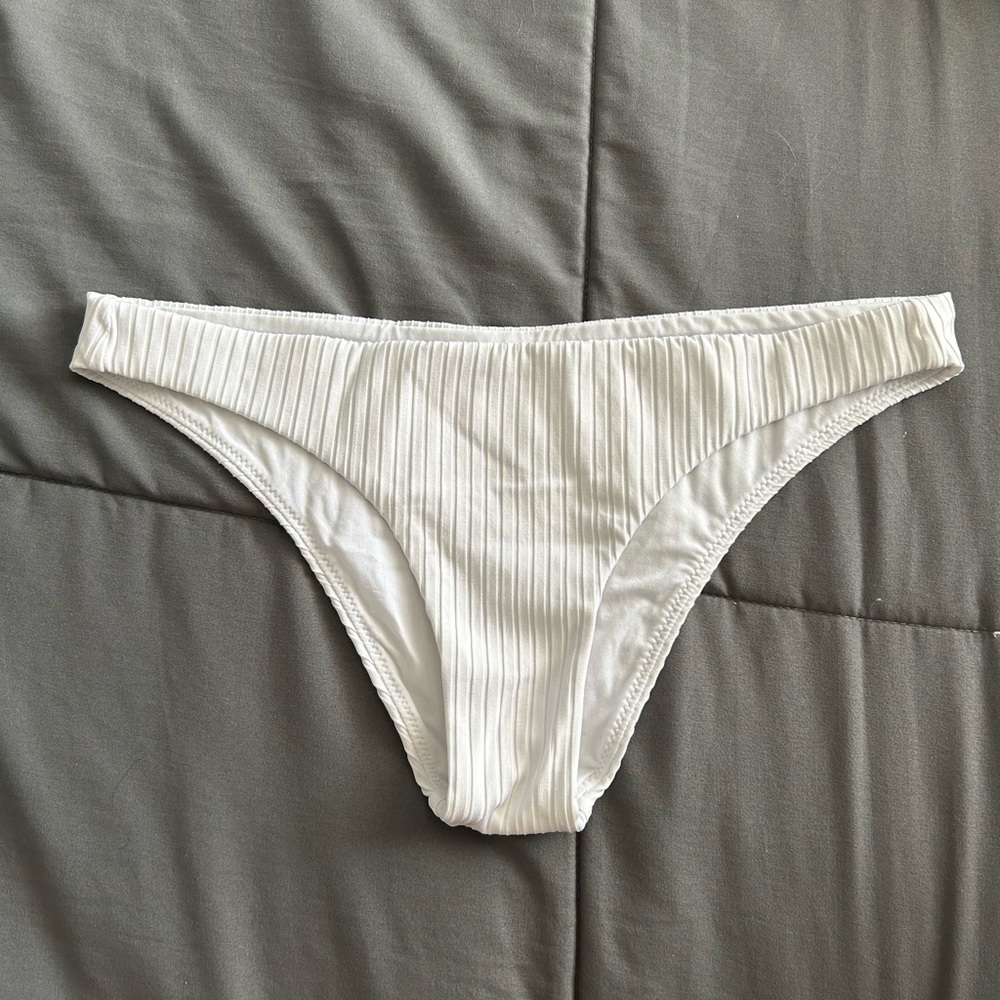 Rip Curl White Ribbed Bikini Bottoms